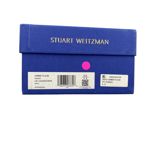 Stuart Weitzman Carmen 75 Slip On Slide Heels Mules Sandals Seashell Size 9B - Picture 10 of 10